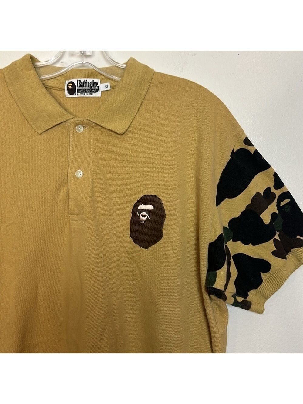 BAPE A Bathing Ape 1st Camo Large Ape Head Polo Sleeve Print Rare Japanese Brand